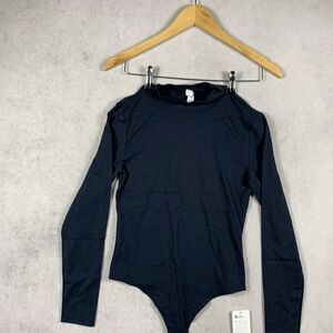 CRZ YOGA Women’s Sz Medium Bodysuit Long Sleeve Mock Turtleneck Blue NWT